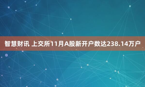 智慧财讯 上交所11月A股新开户数达238.14万户